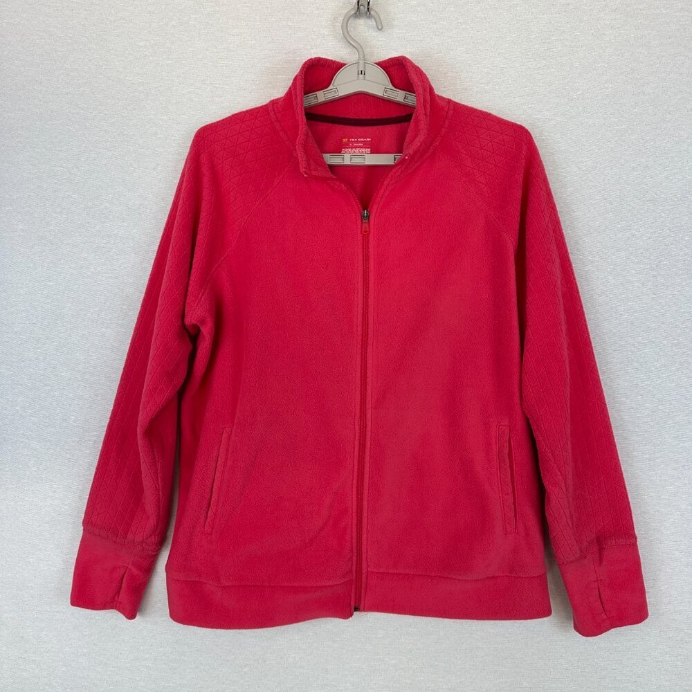 TEK GEAR WOMEN'S FULL-ZIP FLEECE JACKET IN HOT PINK, MOCK NECK POCKETS SIZE 1L